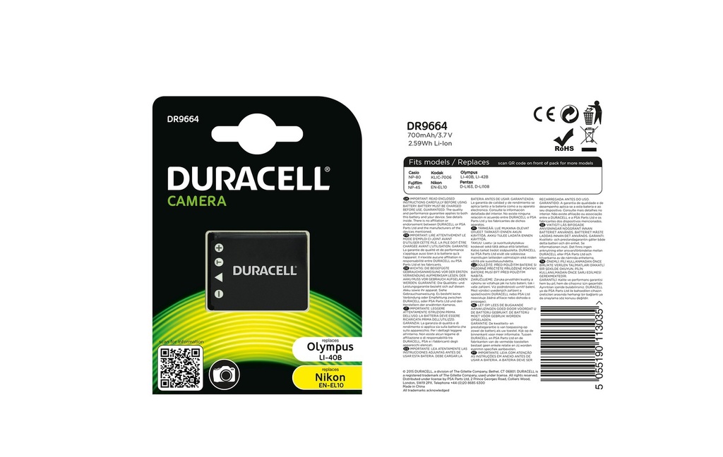 Batéria Duracell Olympus Li-40B / Nikon EN-EL10 - 3.7v 630mAh - Li-Ion