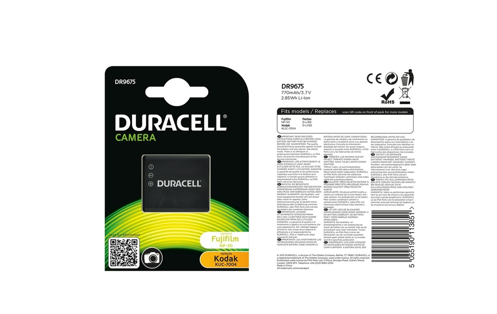 Batéria Duracell Kodak KLIC-7004 - 3.7v 770mAh - Li-Ion