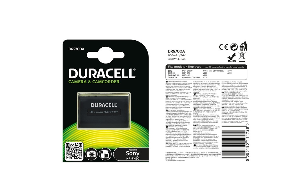 Batéria Duracell Sony NP-FH30 - 7.4v 650mAh - Li-Ion