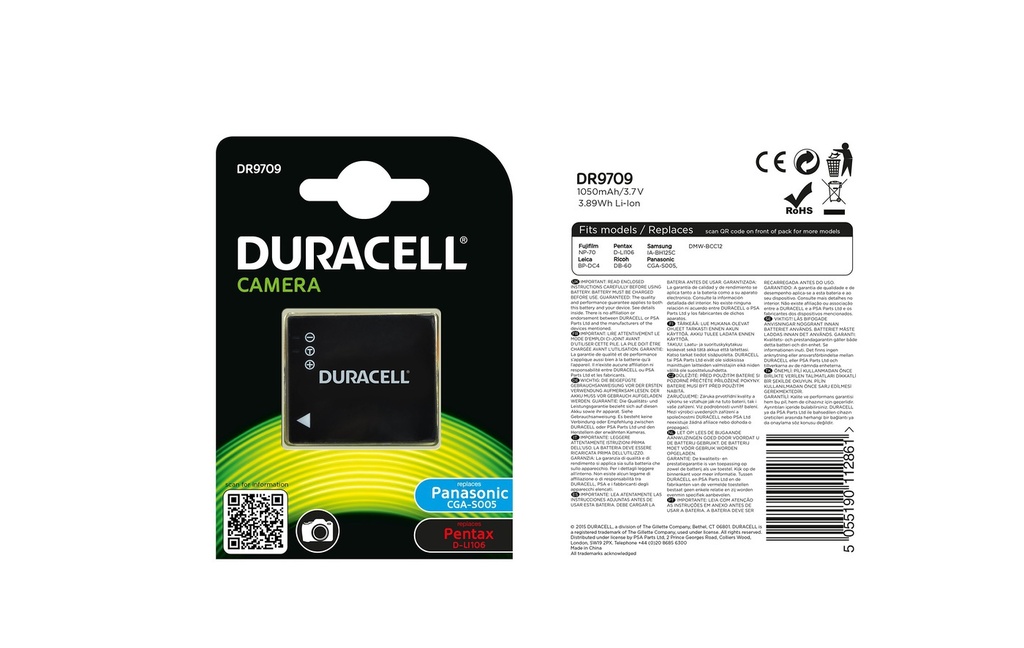 Batéria Duracell PANASONIC CGA-S005 - 3.7v 1050mAh - Li-Ion