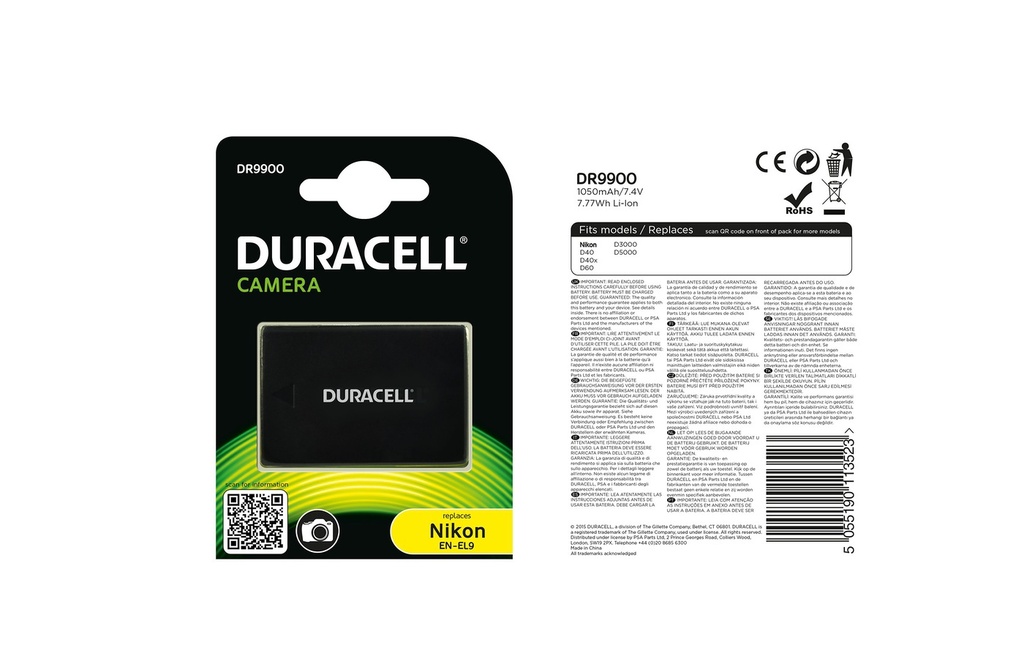 Batéria Duracell Nikon EN-EL9 - 7.4v 1050mAh - Li-Ion