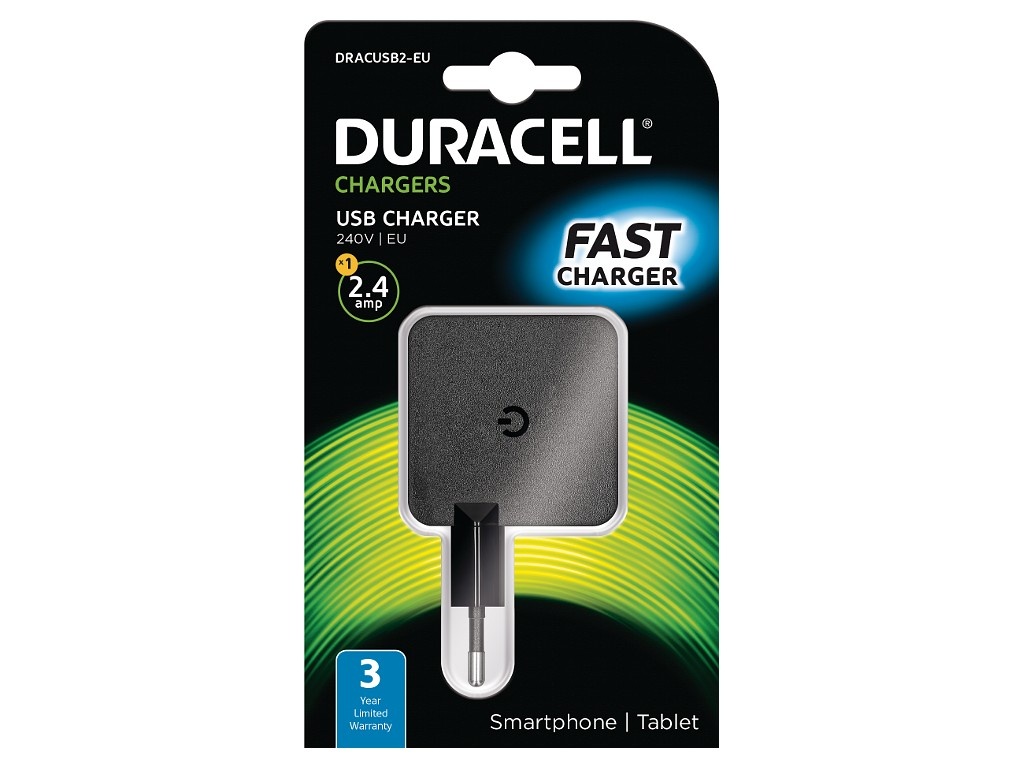 AC adaptér Duracell Apple iPhone / iPad / Android telefóny / Tablety - 5v 2.4A - 12W, konektor 1x USB