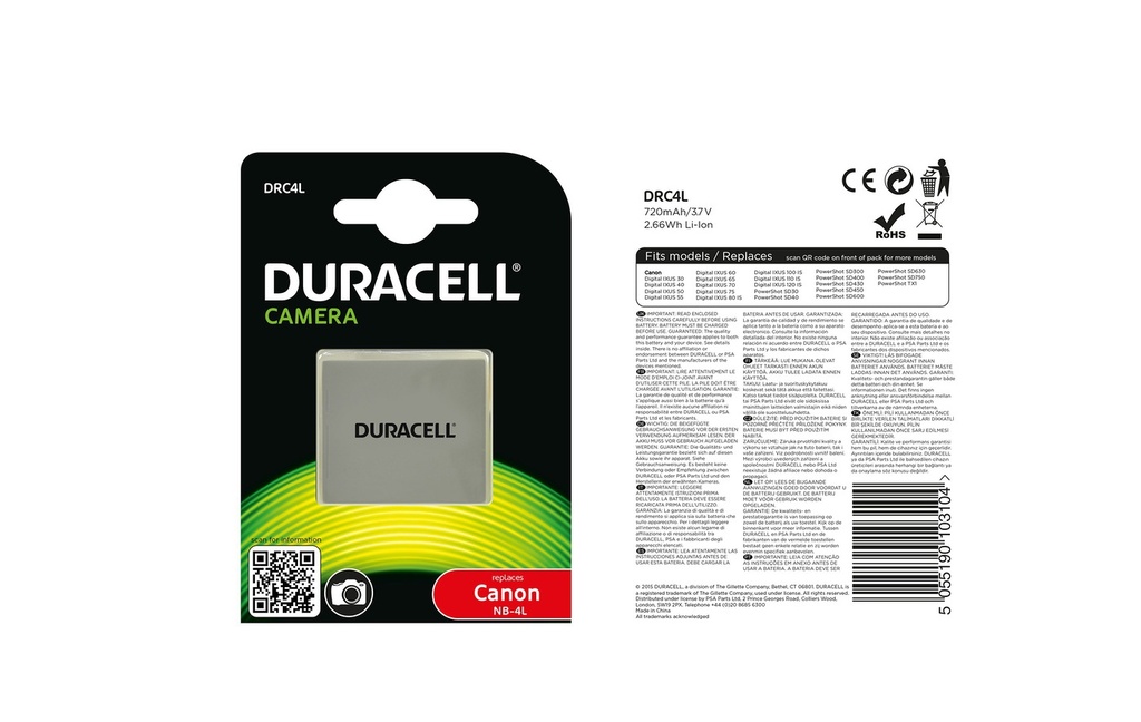 Batéria Duracell DRC4L - 3.7v 720mAh - Li-Ion