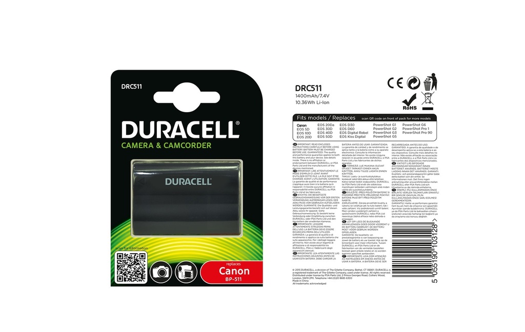 Batéria Duracell BP-511 - 7.4v 1400mAh - Li-Ion