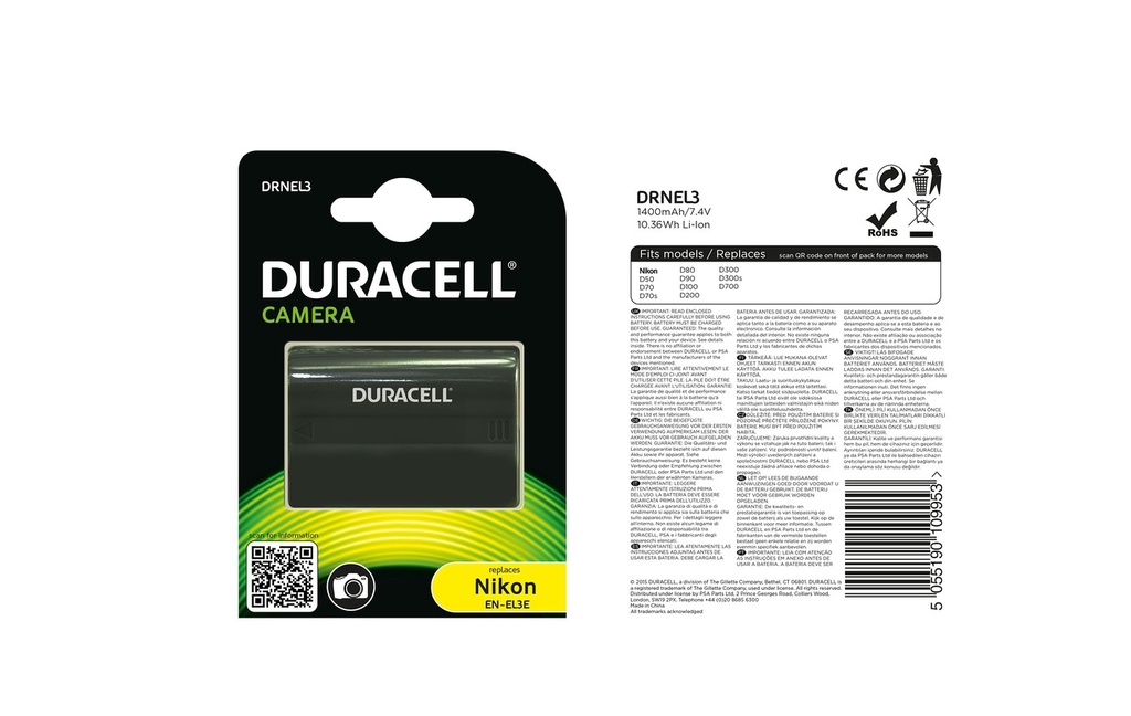 Batéria Duracell Nikon EN-EL3 / EN-EL3a  / EN-EL3e - 7.4v 1400mAh - Li-Ion