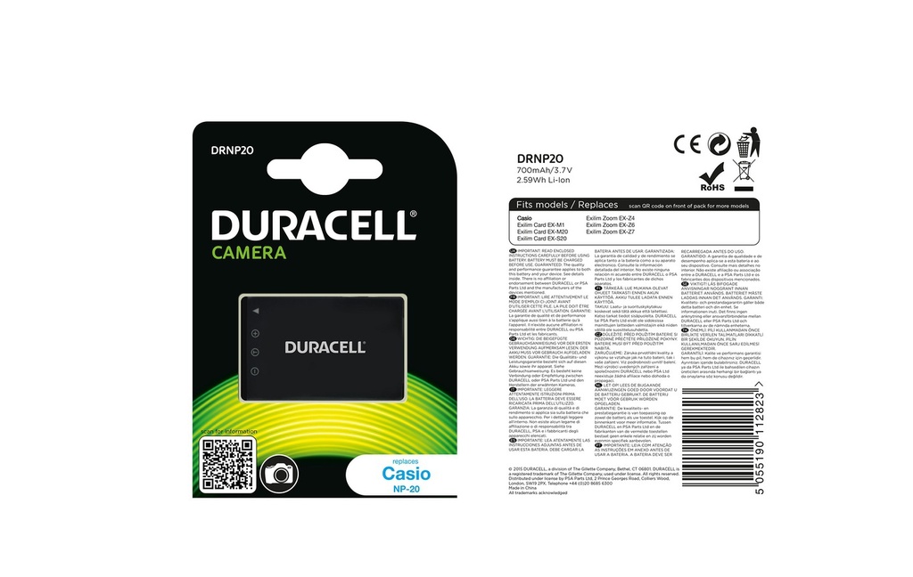 Batéria Duracell NP-20 - 3.7v 700mAh - Li-Ion