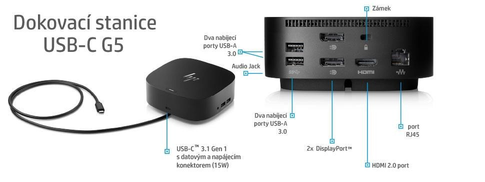 Docking Station HP USB-C G5 + ACA 120W - repas