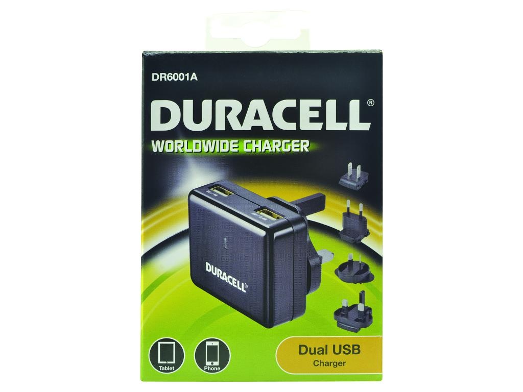 AC adaptér Duracell - 5v 2.4A - 12W, výstup 2x USB á 1A